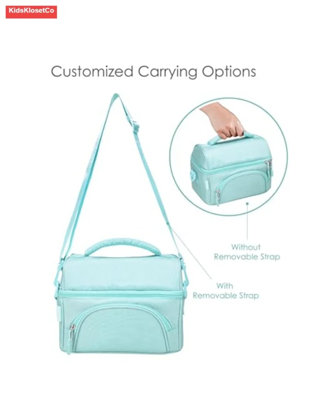 Insulated Lunch Bag with Adjustable Strap, Outer Pocket, Thermal, Leak-Proof